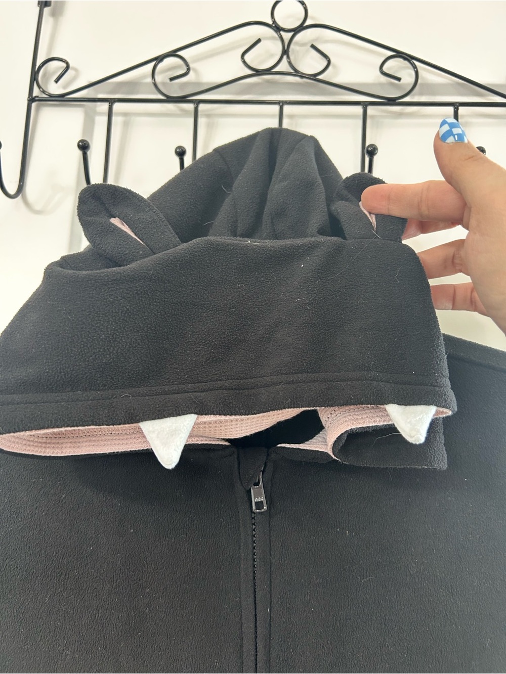 Old Navy Black Bat Kids Hoodie Onesie with Pink Ear Lining - Picture 3 of 7
